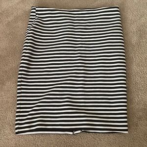 Black and white striped pencil skirt